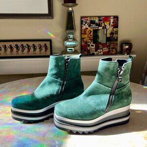 Dark Green Suede Marco Moreo Ankle Boot Limited Edition Scarlett Sz US 6.5 IT 37